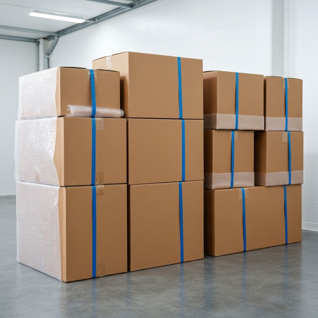 Moving boxes packed and organized