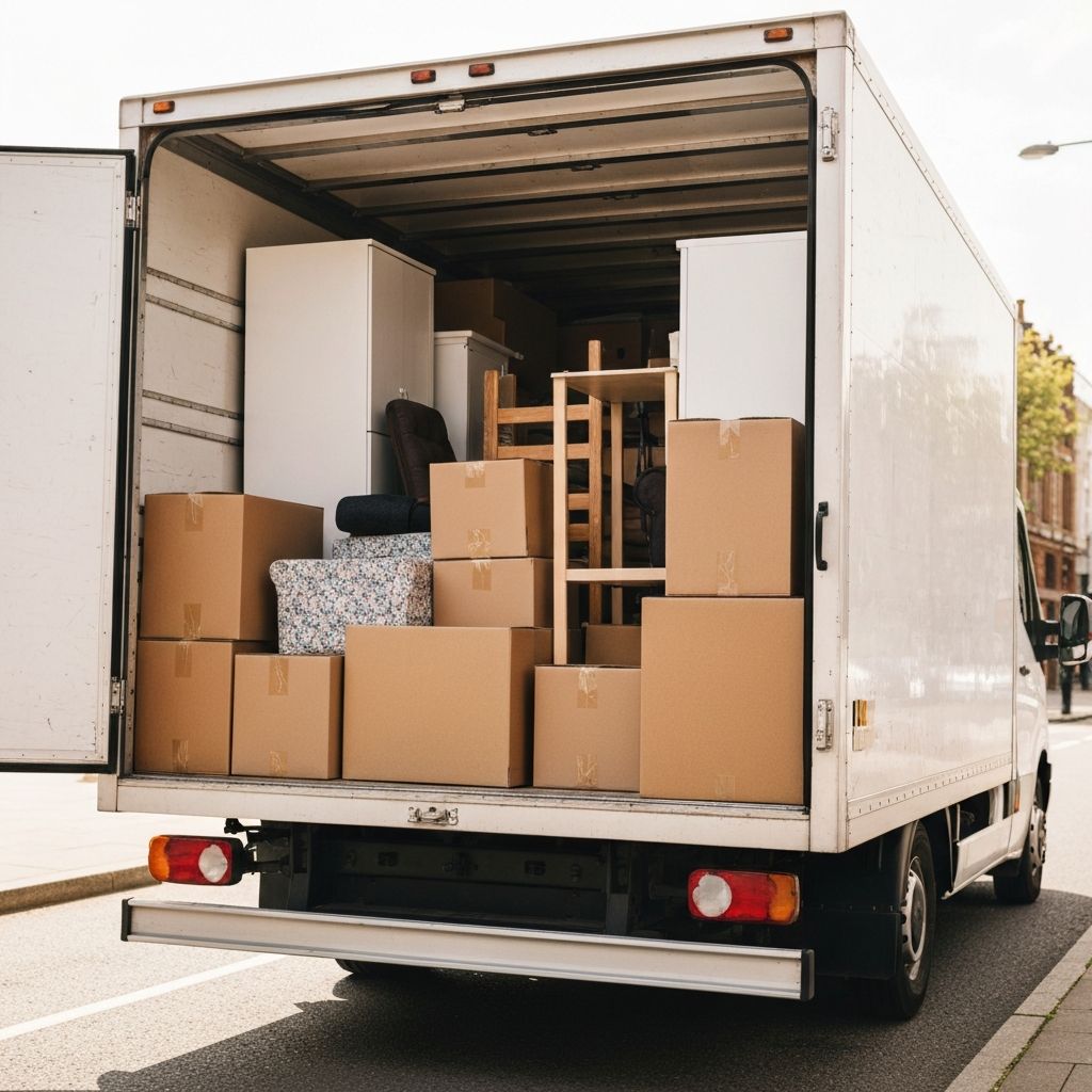 Professional removals truck loaded and ready